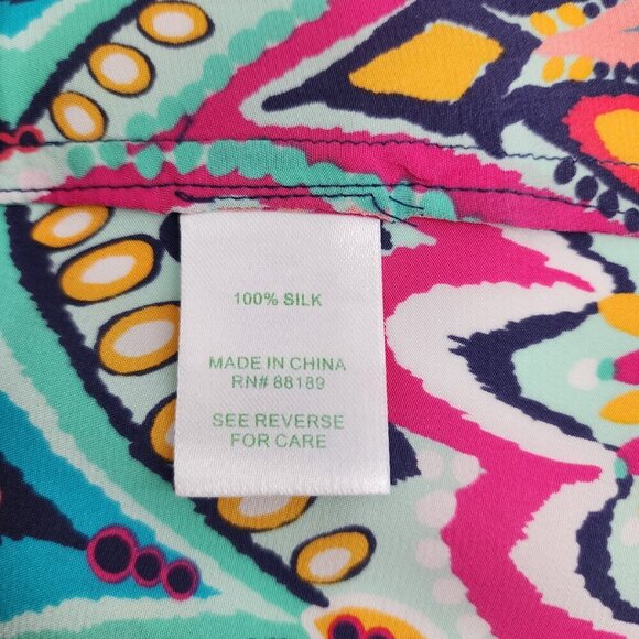 LILLY PULITZER Crown Jewels Boston Top 100% Silk Colorful Pockets - Picture 6 of 6